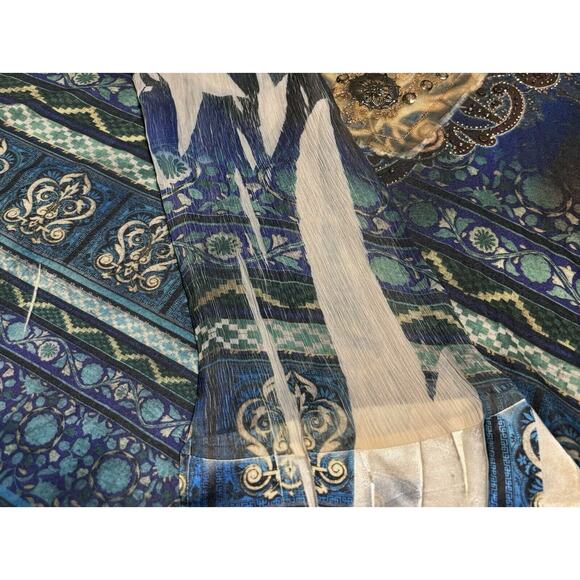 Whimsigoth Top 1X  Retro Asymmetrical Sleeves Studded Hippie 70’s byAvenida Axal - Picture 6 of 13